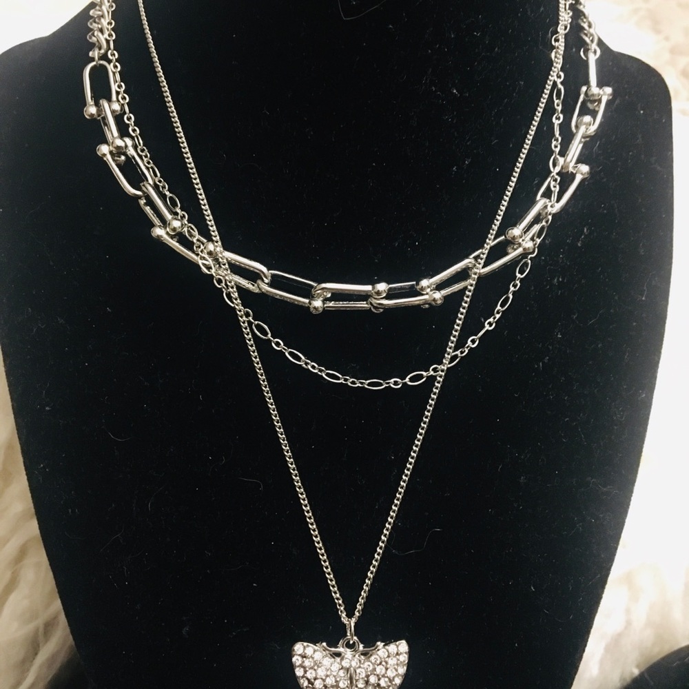 Three Layer Silver Necklace